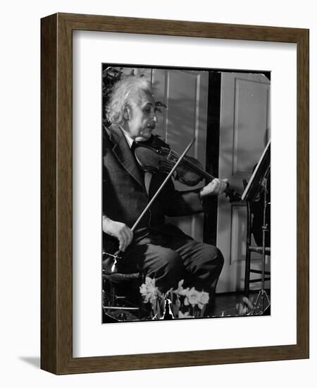 Physicist Dr. Albert Einstein Practicing His Beloved Violin-Hansel Mieth-Framed Photographic Print