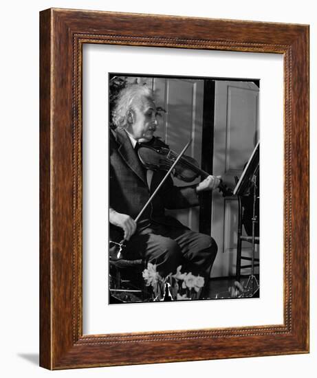 Physicist Dr. Albert Einstein Practicing His Beloved Violin-Hansel Mieth-Framed Photographic Print