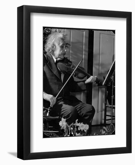 Physicist Dr. Albert Einstein Practicing His Beloved Violin-Hansel Mieth-Framed Photographic Print