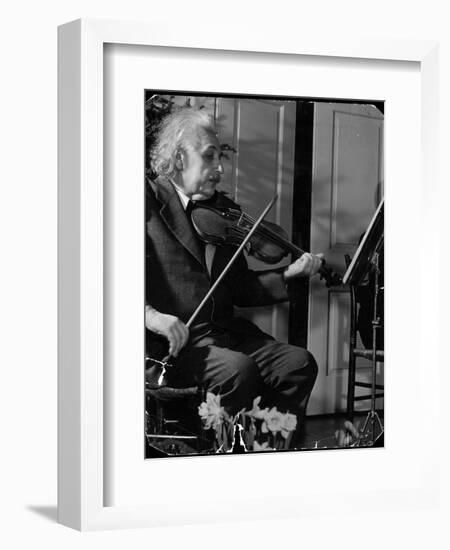 Physicist Dr. Albert Einstein Practicing His Beloved Violin-Hansel Mieth-Framed Photographic Print