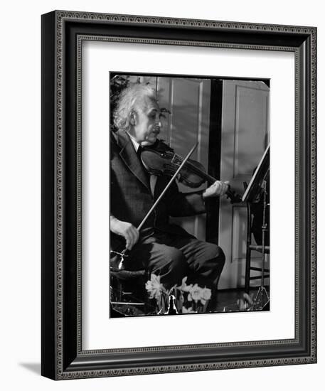 Physicist Dr. Albert Einstein Practicing His Beloved Violin-Hansel Mieth-Framed Photographic Print