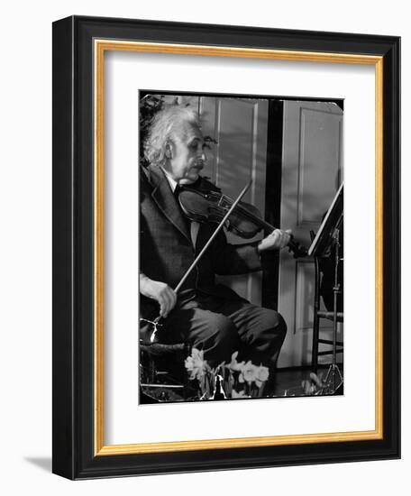 Physicist Dr. Albert Einstein Practicing His Beloved Violin-Hansel Mieth-Framed Photographic Print