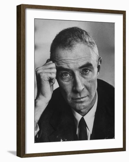 Physicist Dr. J. Robert Oppenheimer at Office Desk-Alfred Eisenstaedt-Framed Premium Photographic Print