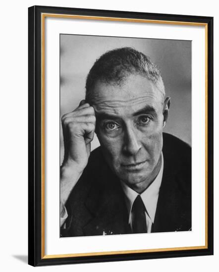 Physicist Dr. J. Robert Oppenheimer at Office Desk-Alfred Eisenstaedt-Framed Premium Photographic Print