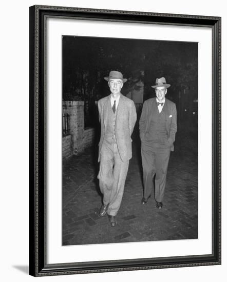 Physicist J. Robert Oppenheimer Walking with His Lawyer Lloyd K. Garrison-Ralph Morse-Framed Premium Photographic Print