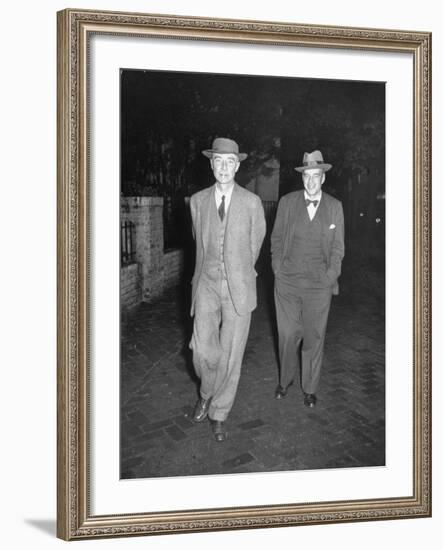 Physicist J. Robert Oppenheimer Walking with His Lawyer Lloyd K. Garrison-Ralph Morse-Framed Premium Photographic Print