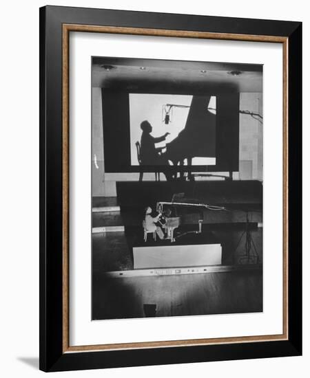 Pianist Artur Rubinstein Playing Piano for "Concerto"-Bob Landry-Framed Premium Photographic Print