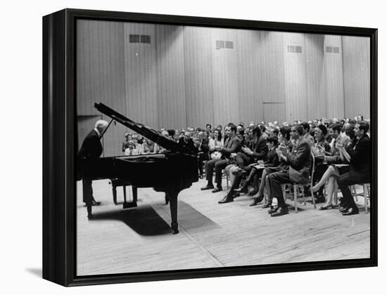 Pianist Artur Rubinstein Taking Bow Next to Grand Piano as Audience Enthusiastically Responds-null-Framed Premier Image Canvas