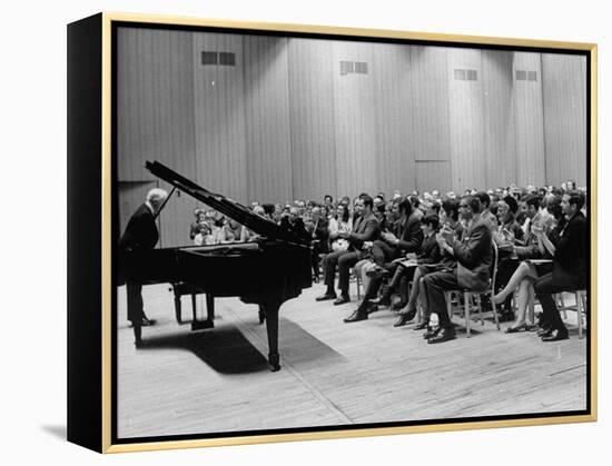 Pianist Artur Rubinstein Taking Bow Next to Grand Piano as Audience Enthusiastically Responds-null-Framed Premier Image Canvas