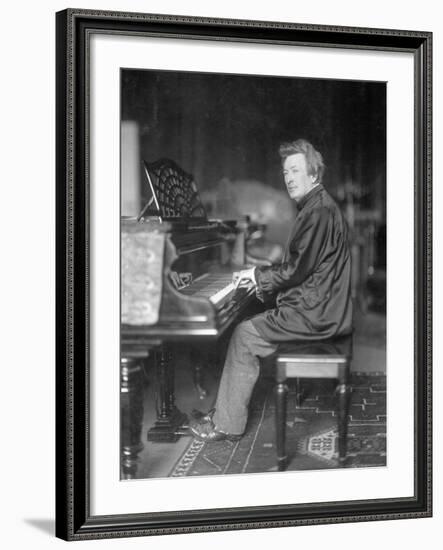 Pianist Ferrucio Busoni Posing at Piano-H. Hermann-Framed Photographic Print