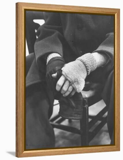 Pianist Glenn Gould in Fingerless Gloves Worn to Keep Hands Supple, Columbia Recording Studio-Gordon Parks-Framed Premier Image Canvas