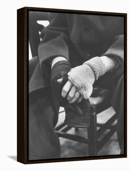 Pianist Glenn Gould in Fingerless Gloves Worn to Keep Hands Supple, Columbia Recording Studio-Gordon Parks-Framed Premier Image Canvas