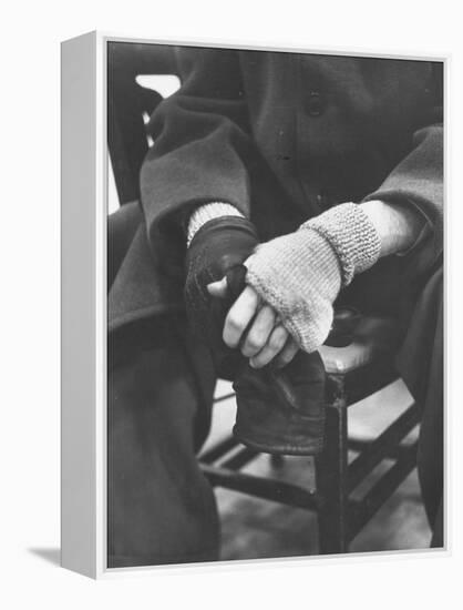 Pianist Glenn Gould in Fingerless Gloves Worn to Keep Hands Supple, Columbia Recording Studio-Gordon Parks-Framed Premier Image Canvas