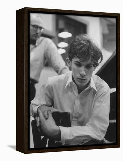 Pianist Glenn Gould Listening Intensely to Performance of Bach's Goldberg Variations Played Back-Gordon Parks-Framed Premier Image Canvas