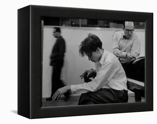 Pianist Glenn Gould Listening Intensely to Performance of Bach's Goldberg Variations Played Back-Gordon Parks-Framed Premier Image Canvas