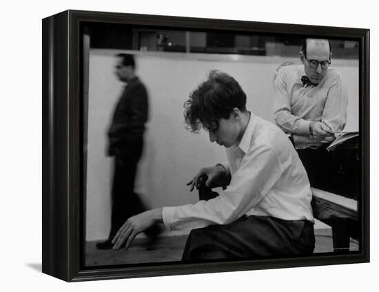 Pianist Glenn Gould Listening Intensely to Performance of Bach's Goldberg Variations Played Back-Gordon Parks-Framed Premier Image Canvas