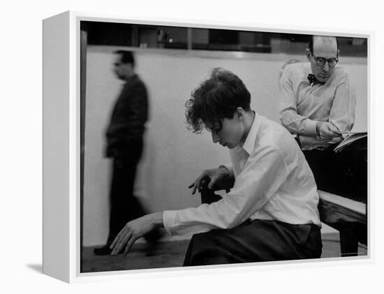 Pianist Glenn Gould Listening Intensely to Performance of Bach's Goldberg Variations Played Back-Gordon Parks-Framed Premier Image Canvas