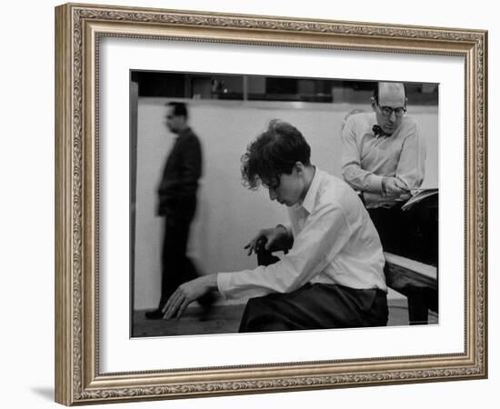 Pianist Glenn Gould Listening Intensely to Performance of Bach's Goldberg Variations Played Back-Gordon Parks-Framed Premium Photographic Print