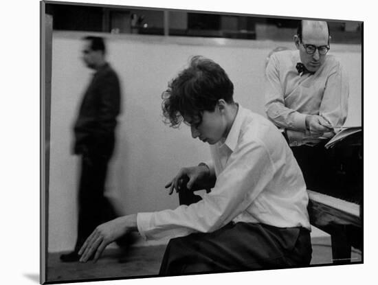Pianist Glenn Gould Listening Intensely to Performance of Bach's Goldberg Variations Played Back-Gordon Parks-Mounted Premium Photographic Print