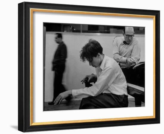 Pianist Glenn Gould Listening Intensely to Performance of Bach's Goldberg Variations Played Back-Gordon Parks-Framed Premium Photographic Print