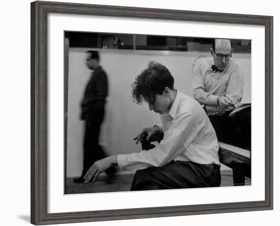 Pianist Glenn Gould Listening Intensely to Performance of Bach's Goldberg Variations Played Back-Gordon Parks-Framed Premium Photographic Print