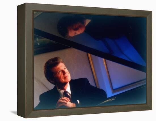 Pianist Van Cliburn Sitting at Steinway Piano at Plaza Hotel-Ted Thai-Framed Premier Image Canvas