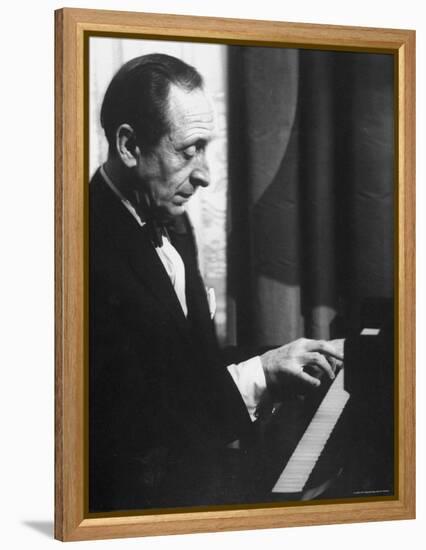 Pianist Vladimir Horowitz Playing the Piano at His Home in New York-Gjon Mili-Framed Premier Image Canvas