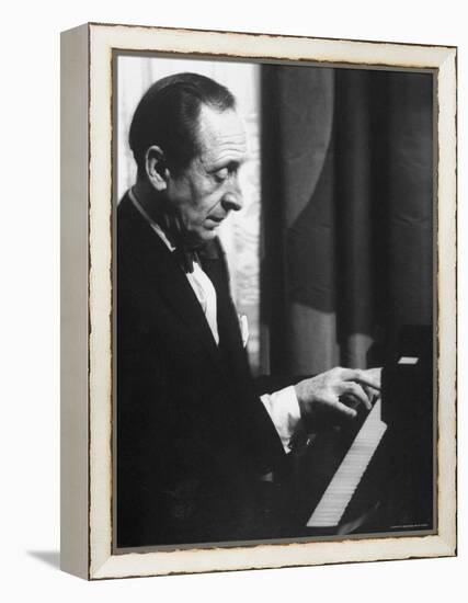 Pianist Vladimir Horowitz Playing the Piano at His Home in New York-Gjon Mili-Framed Premier Image Canvas