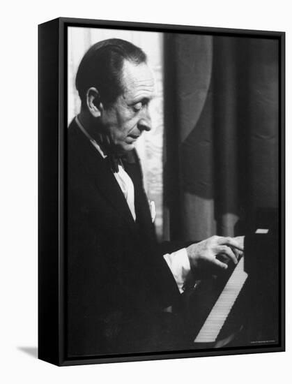 Pianist Vladimir Horowitz Playing the Piano at His Home in New York-Gjon Mili-Framed Premier Image Canvas