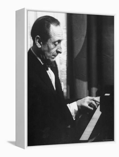 Pianist Vladimir Horowitz Playing the Piano at His Home in New York-Gjon Mili-Framed Premier Image Canvas