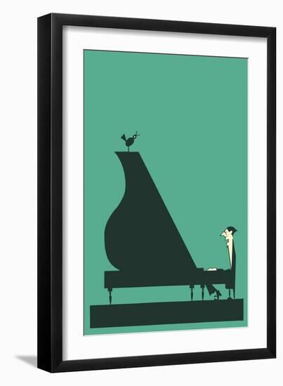 Pianist with Perched Bird-null-Framed Art Print