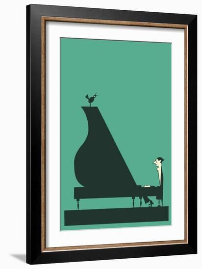 Pianist with Perched Bird-null-Framed Art Print