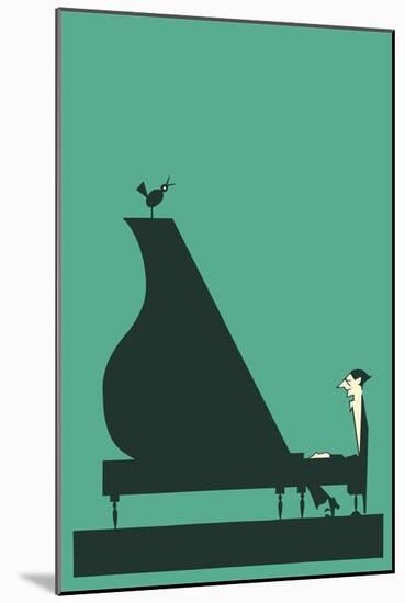 Pianist with Perched Bird-null-Mounted Art Print