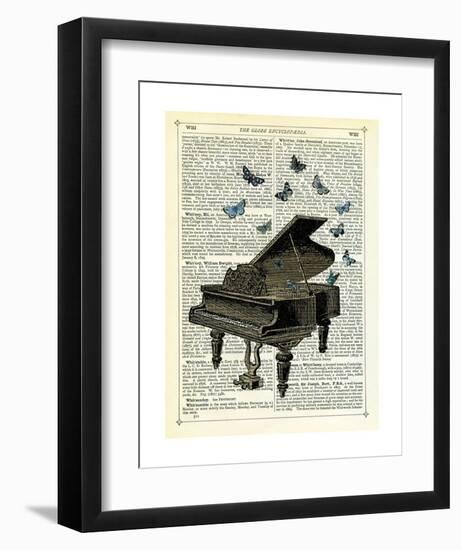 Piano & Butterflies-Marion Mcconaghie-Framed Art Print