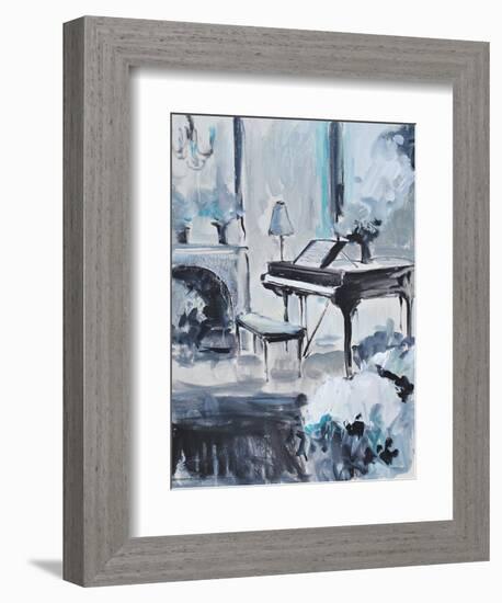 PIANO IN BLUE #3-ALLAYN STEVENS-Framed Art Print