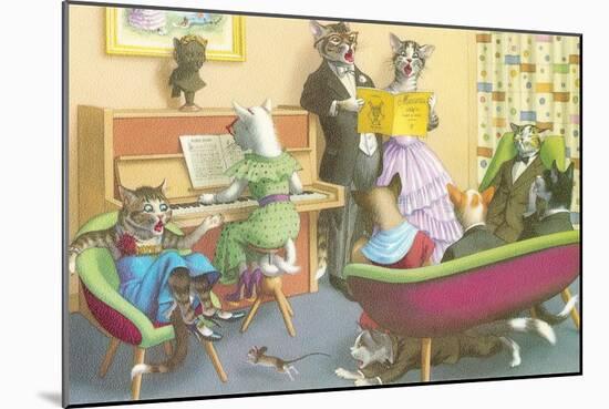 Piano Recital for Cats-null-Mounted Art Print