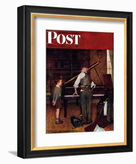 "Piano Tuner" Saturday Evening Post Cover, January 11,1947-Norman Rockwell-Framed Giclee Print