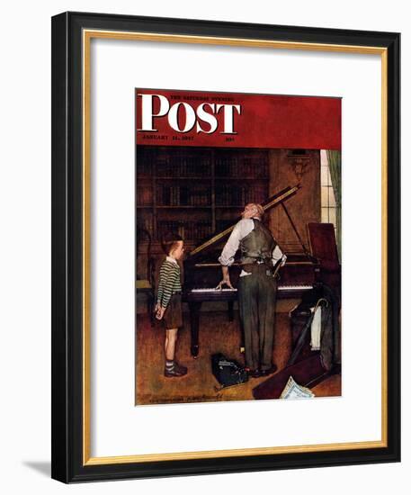 "Piano Tuner" Saturday Evening Post Cover, January 11,1947-Norman Rockwell-Framed Giclee Print