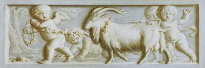 Putti Leading a Goat by a Chain of Flowers (Oil on Canvas)-Piat-Joseph Sauvage-Giclee Print