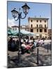 Piazza and Cafe, Menaggio, Lake Como, Lombardy, Italy, Europe-Frank Fell-Mounted Photographic Print