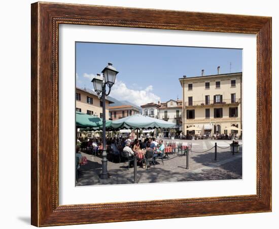 Piazza and Cafe, Menaggio, Lake Como, Lombardy, Italy, Europe-Frank Fell-Framed Photographic Print