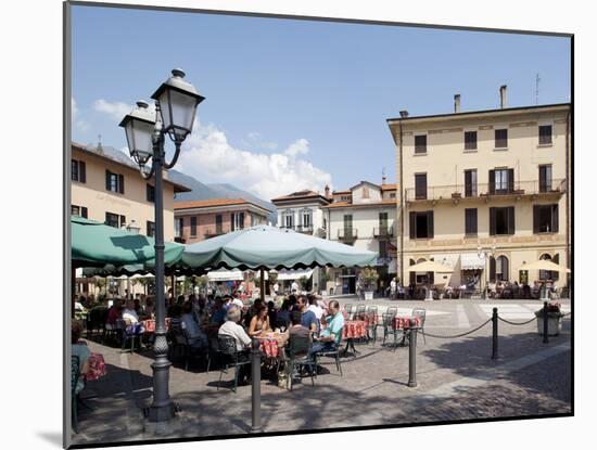 Piazza and Cafe, Menaggio, Lake Como, Lombardy, Italy, Europe-Frank Fell-Mounted Photographic Print