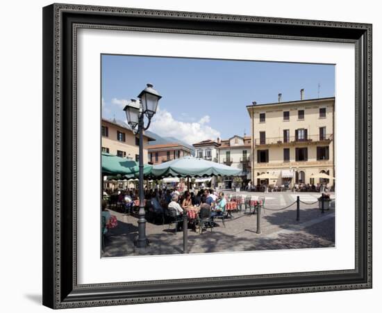 Piazza and Cafe, Menaggio, Lake Como, Lombardy, Italy, Europe-Frank Fell-Framed Photographic Print