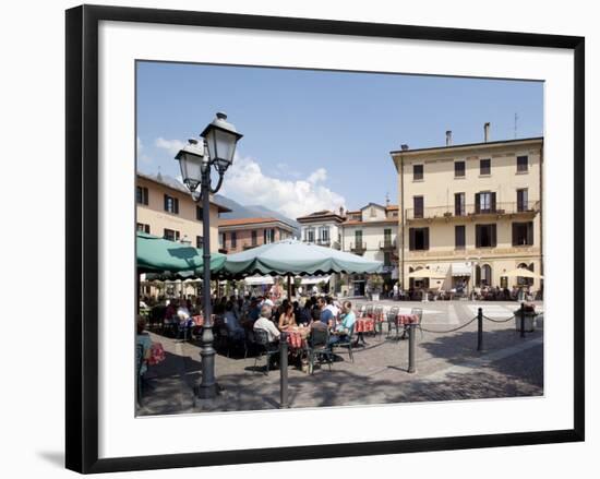 Piazza and Cafe, Menaggio, Lake Como, Lombardy, Italy, Europe-Frank Fell-Framed Photographic Print