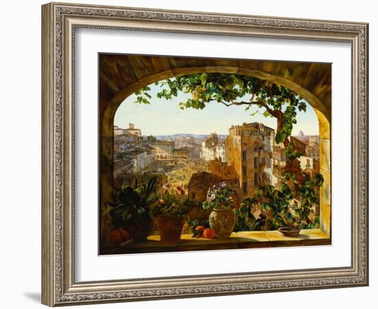 Piazza Barberini, Rome, 1830-Karl Von Bergen-Framed Giclee Print