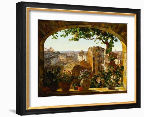 Piazza Barberini, Rome, 1830-Karl Von Bergen-Framed Giclee Print