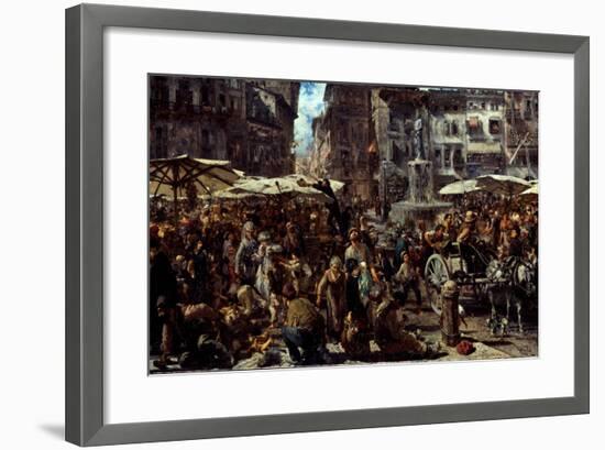 Piazza D?Erbe in Verona, 1884-Adolph Friedrich von Menzel-Framed Giclee Print