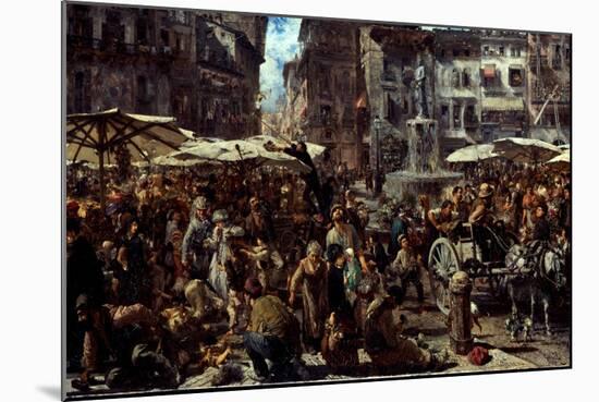 Piazza D?Erbe in Verona, 1884-Adolph Friedrich von Menzel-Mounted Giclee Print