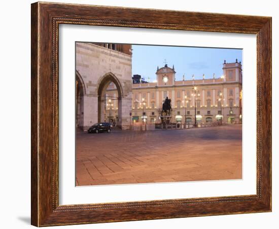 Piazza Dei Cavalli at Dusk, Piacenza, Emilia Romagna, Italy, Europe-Vincenzo Lombardo-Framed Photographic Print