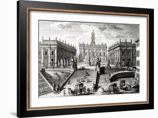 Piazza Del Campidoglio (Engraving)-Giuseppe Vasi-Framed Giclee Print